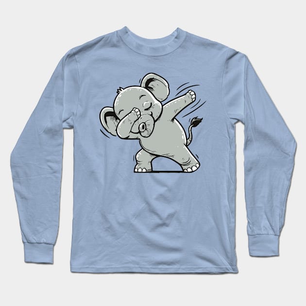 Dabbing Elephant Long Sleeve T-Shirt by Delicious Art